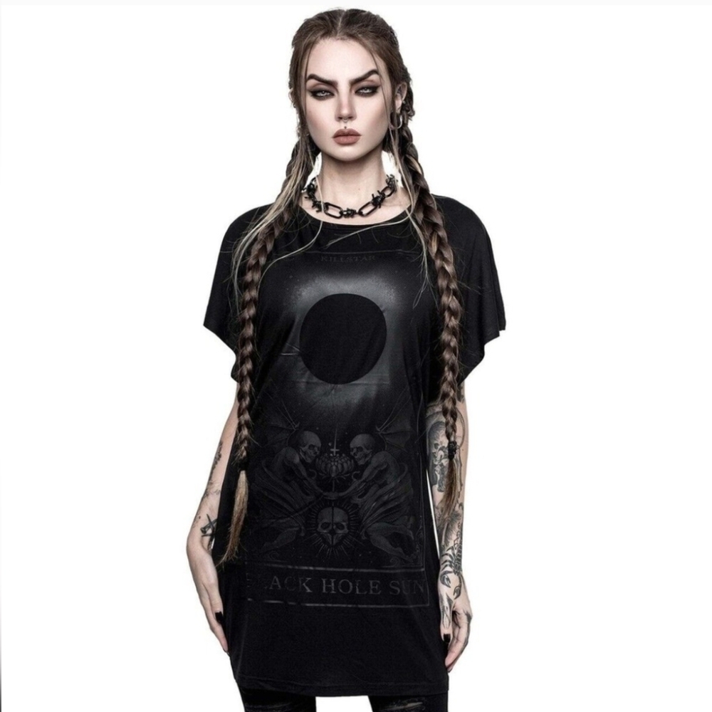 Killstar Black Hole Sun T-Shirt Dress Black Women's Small